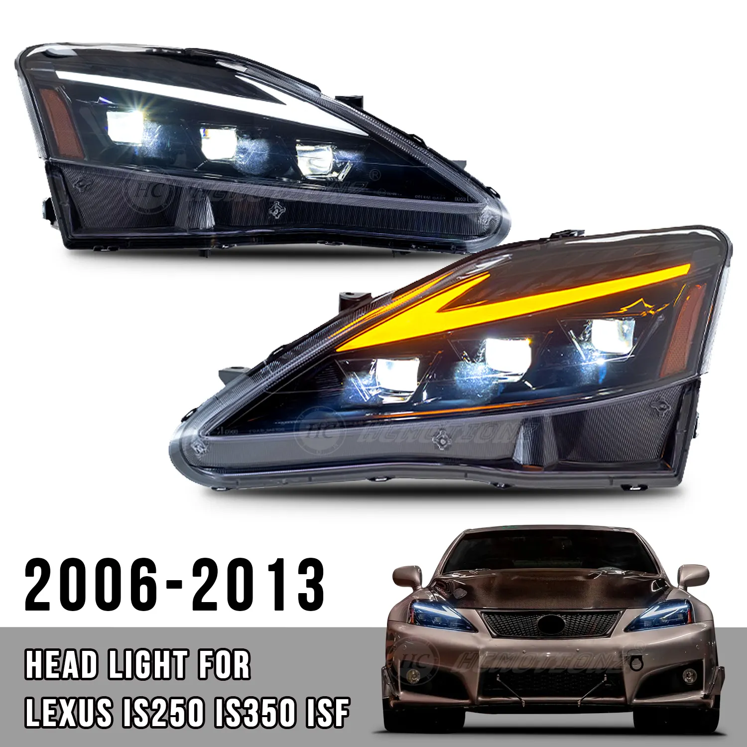 HCMOTIONZ Заводская анимация DRL IS350 C ISF IS 220d передняя фара 2006-2013 светодиодные фары для Lexus IS250