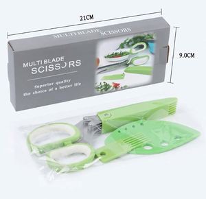 7.5" Professional Stainless Steel Multi Function 5 Blades <b>Kitchen</b> Tailor <b>Paper</b> Scissors Herb Scissors With Comb - Product Image 6