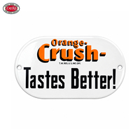 Plaque en porcelaine émaillée ovale blanche vintage effet vieilli, motif 'Orange Crush Tastes Better', pour décoration de cuisine, salle à manger, café, bar