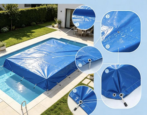 Couverture de <span class=keywords><strong>piscine</strong></span> VECTUS 30 pieds en <span class=keywords><strong>filet</strong></span> anti-feuilles, maille tricotée enduite de PVC, respirante, <span class=keywords><strong>filet</strong></span> de sécurité hivernal, coupe-vent, imperméable pour piscines au sol - Product Image 5