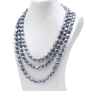 Collar de capas de perlas largas de carbón de agua dulce de mercado Zhuji - Product Image 2