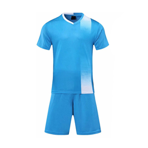 Chaleco de Entrenamiento de Fútbol Sublimado de Alta Calidad OEM ODM, Conjunto de Uniforme de Fútbol Azul para Hombre, Manga Corta, Cuello Redondo, Absorbe la Humedad - Product Image 6
