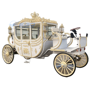 High Quality Luxury Gold 4 Wheels Horseless Electric CE Certified Wedding carriage Royal Carriage for Sale - Product Image 1