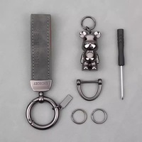 Porte-clés en cuir PU, ours violent créatif, pendentif 3D pour clés de voiture, porte-clés de voiture pour couple garçon-fille