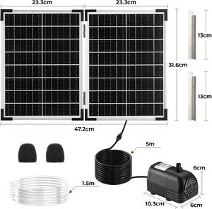 35W <b>Solar</b> <b>Powered</b> Pond Fountain Glass Panel Brushless Motor Pump 280L/H 220cm Large Garden Outdoor Water Feature <b>Kit</b> Set - Product Image 2