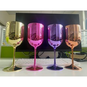 Galvanoplastia Chapado Brillante Venta al por mayor Popular Copa de vino de champán de plástico personalizado Copa de vino de plástico dorado - Product Image 2