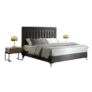 Modern Design Hotel Platform Soft Fabric Bed Frame Queen China Supplier Up-Holstered Beds Wooden King Size Bed Frame With Box