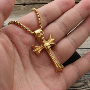 Skull <b>Cross</b> Pendant Necklace Zinc Alloy Unisex Fashion Jewelry Gift - Product Image 3