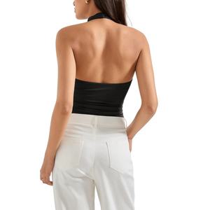 Débardeur doux style pastoral pour femme, col bénitier, dos nu et licou, hauts courts personnalisés pour femme - Product Image 3