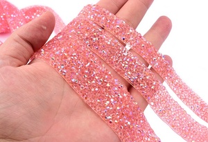 Couture Cristal Coupe Décoration Appliques Hot Fix Bande Garniture Applicateur Ruban 1.5cm Largeur Strass Bande pour Robes - Product Image 4