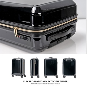 Valise non extensible de 18 pouces avec <span class=keywords><strong>fermeture</strong></span> <span class=keywords><strong>éclair</strong></span> plaquée or de qualité supérieure et roulettes japonaises silencieuses - Product Image 3