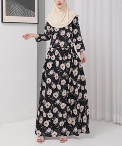 Zifeng OME Middle East donna stampa ampio abito Design rilegatura polsino sotto la gonna Smock a fessura - Product Image 4