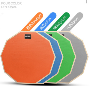 Ensemble de 5 pads d'entraînement multicolores en caoutchouc à 10 faces avec cymbales, support de charleston et pédale - Product Image 2