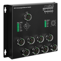 Interruptor de 8 Puertos M12 para Ferrocarril, Desarrollado en Fábrica, Anti-Reverse, Anti-Static, 8 Puertos de Cobre de 1000M, Entrada DC12V, IP40, Metálico