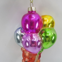 Ornamen Figurine Beruang Balon Cantik Warna Ungu Hijau Kuning Perak untuk Dekorasi Pohon Natal