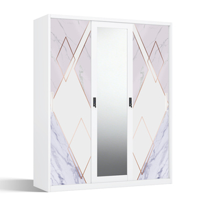 Armoire en acier imprimé avec portes coulissantes et miroir 1500 mm pour l'organisation de la chambre - Product Image 1