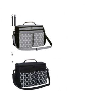 Organisateur de poussette BSCI avec porte-gobelets isothermes, rangement pour couches, sangles de fixation, poches pour téléphone, design compact - Product Image 2