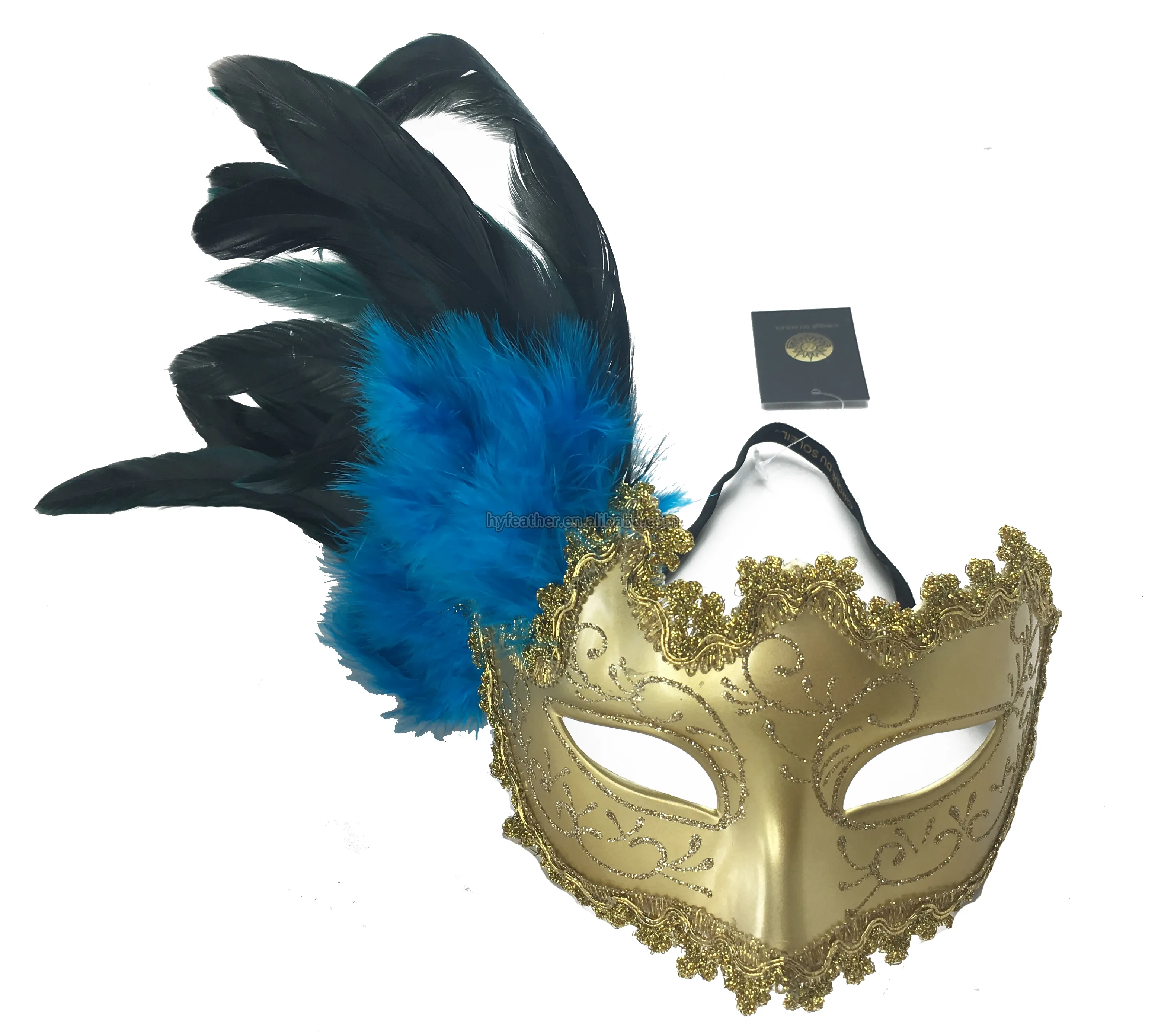 HORNG SHYA écologique faisant la fête du nouvel an couleur unie peinture mascarade masque de plumes de noël