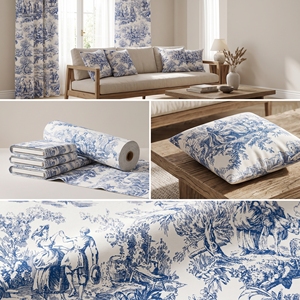 Tissu <span class=keywords><strong>toile</strong></span> <span class=keywords><strong>de</strong></span> <span class=keywords><strong>Jouy</strong></span> imprimé motif bleu vintage victorien pour textile <span class=keywords><strong>de</strong></span> maison, <span class=keywords><strong>ameublement</strong></span> et sacs - Product Image 5