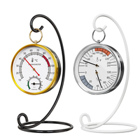 Termometer-Higrometer Mekanis Tanpa Baterai dengan Kode Warna Zona Kenyamanan Presisi Tinggi untuk Ruang Sauna, Pengukur Suhu dan Kelembapan dengan Stand