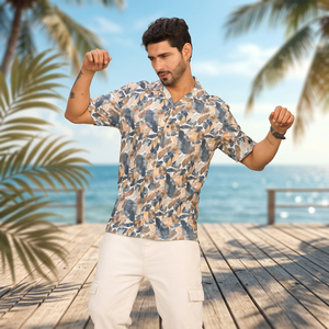 Camisa Casual de Manga Corta con Estampado Floral para Hombre, Cuello Redondo, Anti-Pilling, Ecológica, para Uso Diario en Todas las Temporadas - Product Image 1