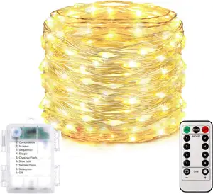 Homemory batteriebetriebene LED lange märchenlichter, 66 Fuß ferngesteuerte Märchenleiter-Lichter, Kupfer-Silberdraht-Lichter