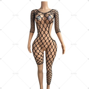 Costumes sexy ELITES avec taxes incluses, tenue de strip-teaseuse ornée de diamants, vêtements de performance, vêtements de danse exotique en résille - Product Image 2