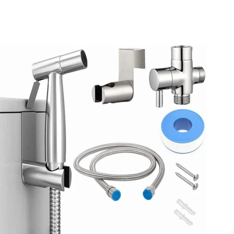 Tuvalet için el püskürtücü banyo için ayarlanabilir su basıncı kontrol hortum eki sprey duş paslanmaz çelik