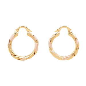 Orecchini a Cerchio Classici in Oro Giallo per Donna, Design Intrecciato per Uso Quotidiano, Finitura 18K, Gioielli Raffinati - Product Image 1