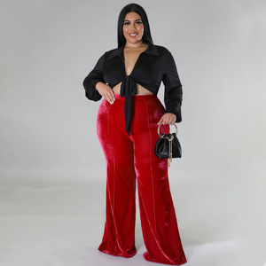 Nuovi Arrivi Moda Casual <span class=keywords><strong>Pantaloni</strong></span> da <span class=keywords><strong>Donna</strong></span> <span class=keywords><strong>Taglie</strong></span> <span class=keywords><strong>Forti</strong></span> 5XL <span class=keywords><strong>in</strong></span> Velluto a <span class=keywords><strong>Vita</strong></span> Alta e Gamba Larga - Product Image 5