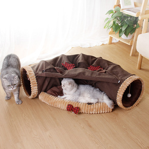 Produttori all'ingrosso inverno Comfort caldo cotone gatto giocattolo Tunnel Pet House con natale modello animale cervo - Product Image 5