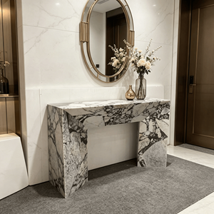 <span class=keywords><strong>Table</strong></span> <span class=keywords><strong>console</strong></span> en marbre naturel élégante et luxueuse personnalisée, couleur beige, pour entrée, salon, appartement, villa, hôtel - Product Image 2
