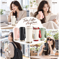 Gobelet isotherme à café 500 ml en acier inoxydable 316, tasse de voyage à double paroi sous vide, anti-fuite, avec paille, logo personnalisé, vente en gros