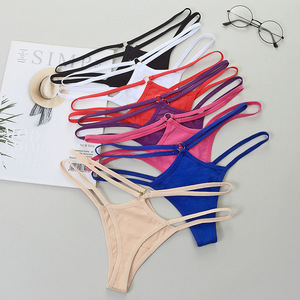 Bikini sexy grande taille européen et américain, à fines bretelles, triangle évidé, string transparent, sans couture, taille basse, vente en gros - Product Image 1