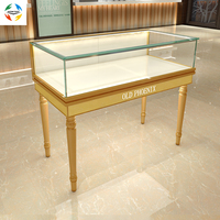 Vitrine de bijouterie de luxe HonTay HonTay-I04 Queen en aluminium avec plateau en verre trempé et éclairage LED UV pour exposition de pierres précieuses