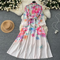 Automne Floral Série Imprimé Robes Lanterne Ethnique À Manches Longues Robe De Vacances Nouvelle Robe De Soirée Boutique Pour Femmes