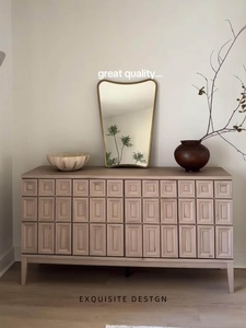 Aparador de piedra de estilo francés moderno, mueble de TV para sala de estar de mediados de siglo, armario de té de almacenamiento montado en la pared, armario de lujo ligero - Product Image 6