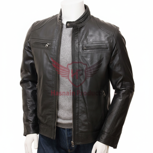 Veste motard en cuir noir de haute qualité pour hommes, pièce tendance pour l'aventure avec un savoir-faire inégalé et un style intemporel - Product Image 1