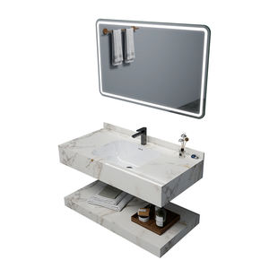 Espejo Inteligente para Baño con Lavabo Integrado, Espejo de Piedra Sinterizada, Espejo Inteligente Moderno de Cerámica Rectangular, Mueble de Baño Pulido - Product Image 6