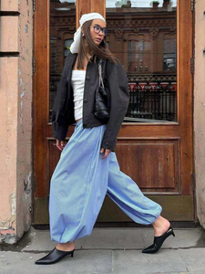 <span class=keywords><strong>Pantaloni</strong></span> Lunghi da Donna <span class=keywords><strong>Blu</strong></span> Tinta Unita Casual a Gamba Dritta <span class=keywords><strong>con</strong></span> <span class=keywords><strong>Elastico</strong></span> <span class=keywords><strong>in</strong></span> <span class=keywords><strong>Vita</strong></span> e Coulisse, <span class=keywords><strong>in</strong></span> Cotone/Nylon Traspirante, Ideali per l'Autunno e l'Ufficio - Product Image 1