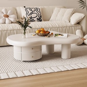 <span class=keywords><strong>Tavolino</strong></span> da Caffè Moderno Rotondo Irregolare Estensibile per Piccoli Appartamenti, con Struttura in Legno di Frassino <span class=keywords><strong>e</strong></span> Piano in Vetro per Soggiorno - Product Image 6