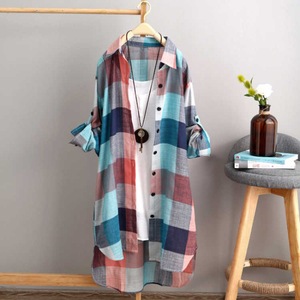 2025 Neuankömmling Sommer Loose Fashion Plaid Damen bekleidung <span class=keywords><strong>Plus</strong></span> <span class=keywords><strong>Size</strong></span> Blusen & Shirts - Product Image 1