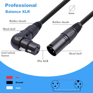 3pin จากโรงงานสาย XLR 90องศา<span class=keywords><strong>สาย</strong></span>สัญญาณเสียง XLR 24AWG คุณภาพสูงสายไมโครโฟนชุบนิกเกิล XLR ตัวผู้ไปยังตัวเมีย - Product Image 4