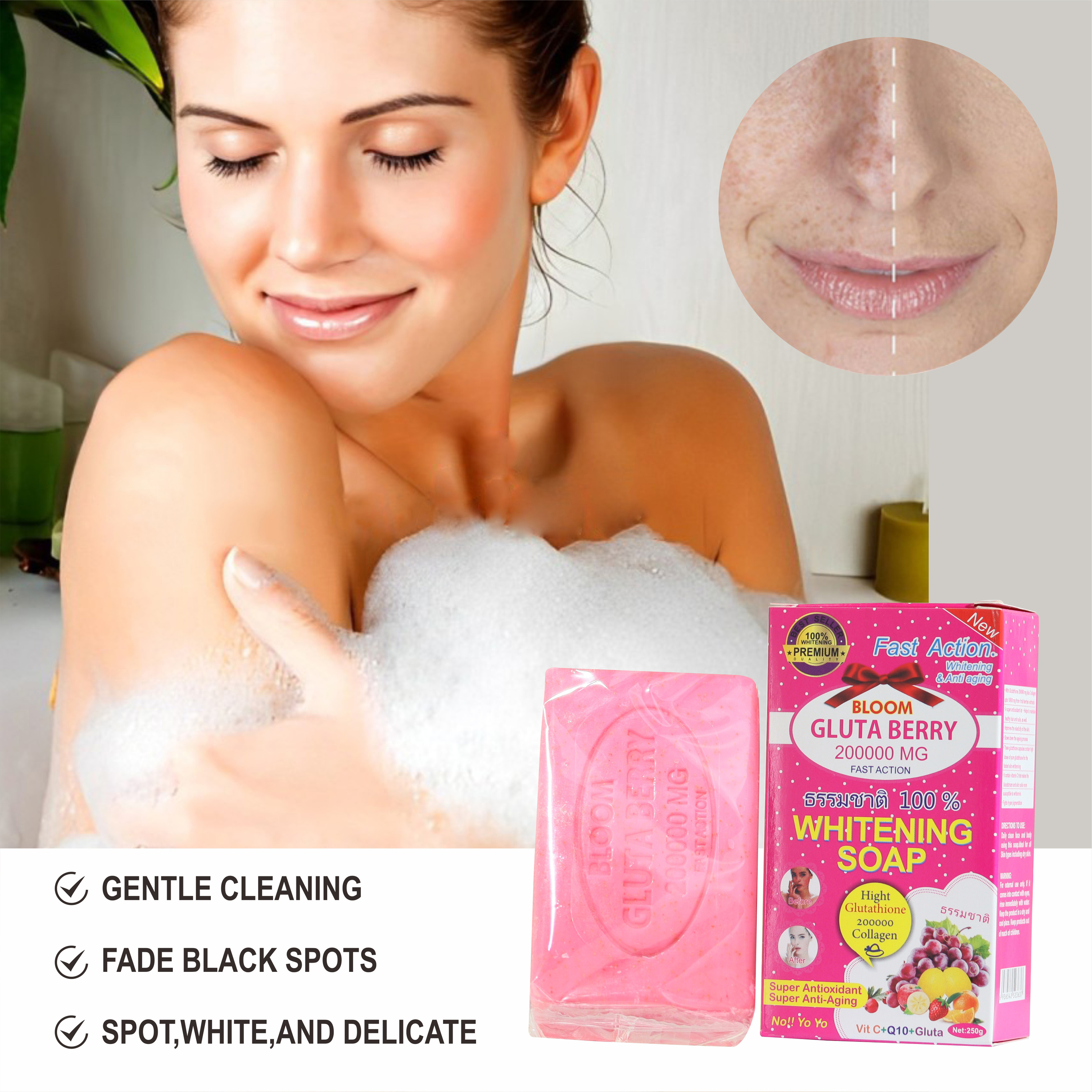 is glutathione soap good for face Pack of 5] Pure GLUTATHIONE SOAP Skin Whitening Bleaching Facial Soap Bar  100g main image 1