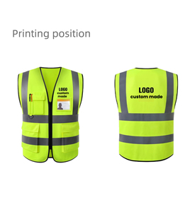 سترة أمان عاكسة مخصصة بأربعة جيوب، عالية الانعكاس من الفئة 3 وفقًا لمعايير ANSI لعمال البناء والموانئ والسلامة البحرية - Product Image 4