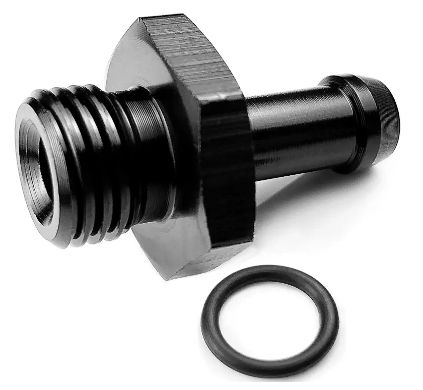 6 AN Male to 5/16 Hose Barb Fitting 6AN O-ring Seal Boss Fuel Oil Line Adapter with AN6 ORB Washer Aluminum Black Anodized