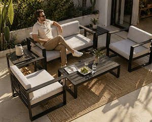 Conjunto de Sofás Modulares de Aluminio con Recubrimiento en Polvo para Exteriores, Muebles de Conversación con Asientos Profundos, Resistentes a la Oxidación, para <span class=keywords><strong>Terraza</strong></span> - Product Image 1