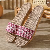 Style chinois Design lin été pantoufles flexible et confortable lin femmes chaussures sandales dames