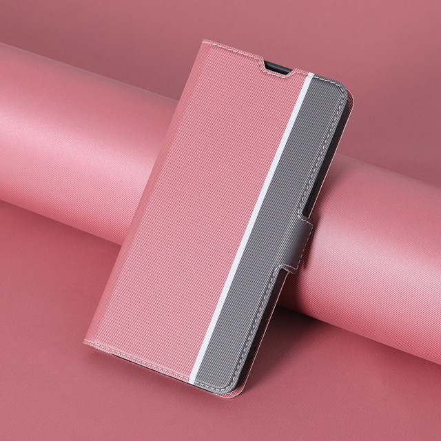 Handy Business Leather Mobile Phone Case for Samsung S24 S23 S22 S21 Plus Card Clip Money Holder Luxury Twill Phone Cover 15 Pro