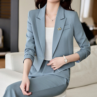 Ensemble décontracté pour femme, veste de costume courte, automne-hiver, nouvelle arrivée, haute qualité, look élégant, pantalon large assorti